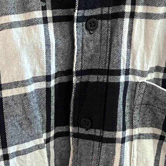 RSQ Flannel Shirt Men's L‎ Black White Check Button Up Casual Outdoors Work - Picture 6 of 10